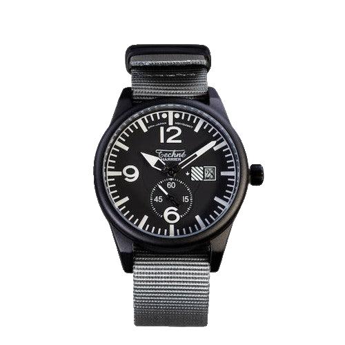 41.0mm tactical quartz watch with nylon 6 strap in grey colour